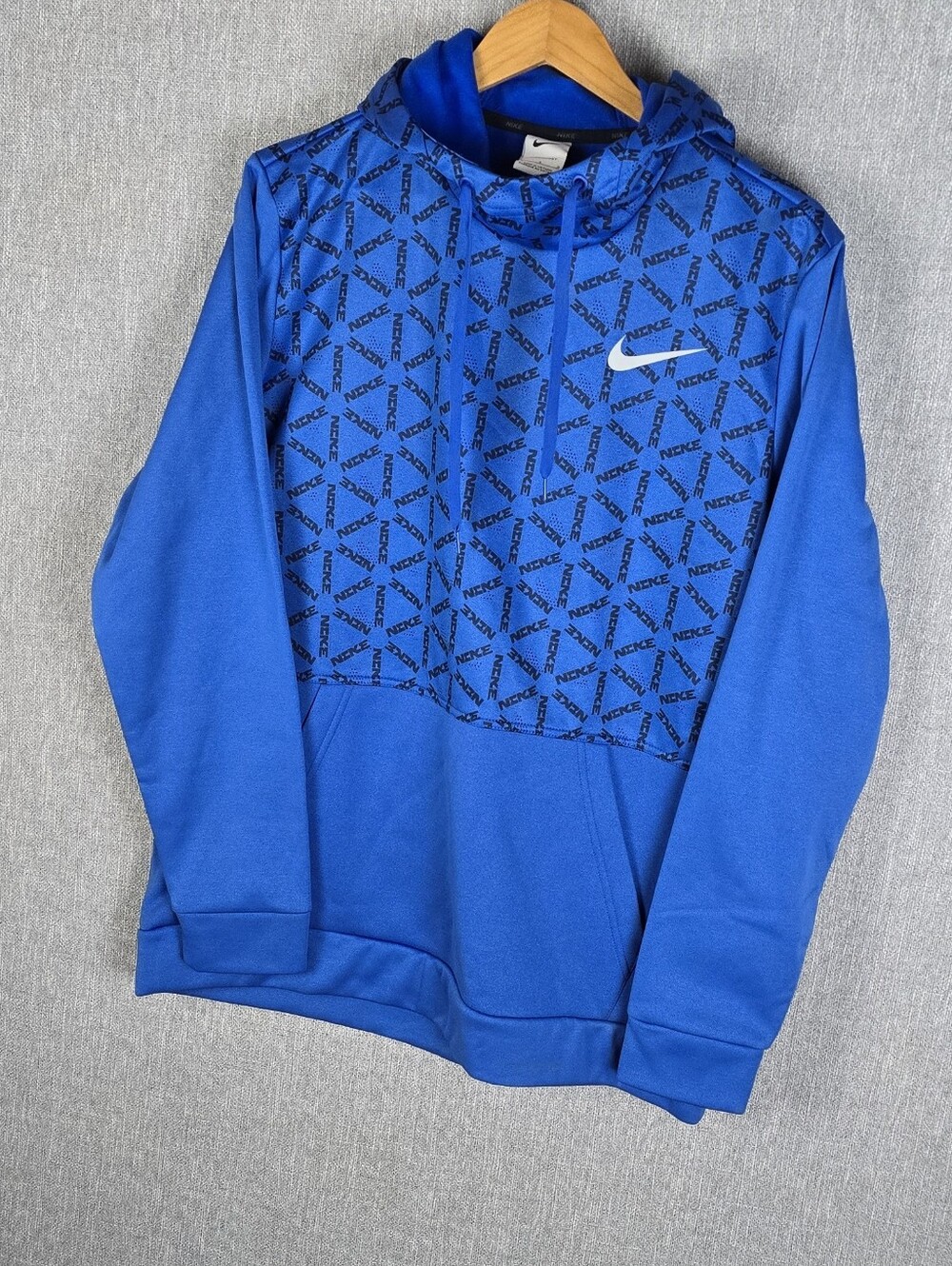 Nike Therma-fit Royal Blue All Over Print Hoodie Mens Sz L